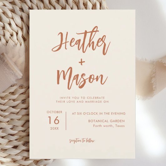 Boho Desert Rust Wedding Invitations Kaart
