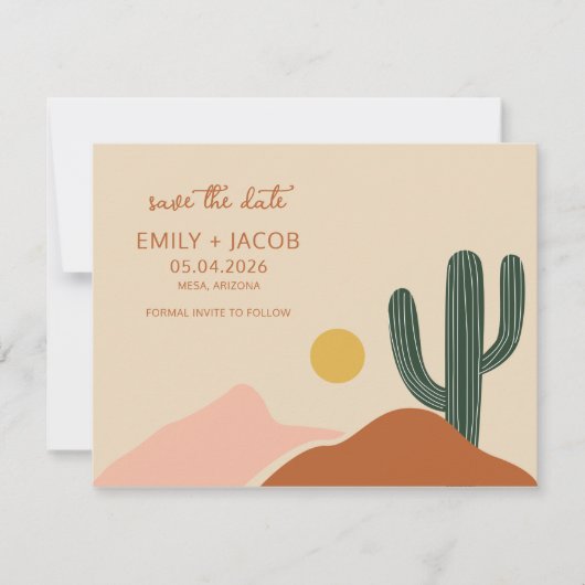Boho Desert Simple Wedding Save the Date (Voorkant)