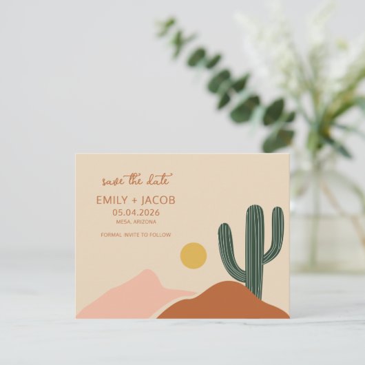 Boho Desert Simple Wedding Save the Date (Staand voorkant)