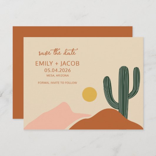 Boho Desert Simple Wedding Save the Date (Voorkant / Achterkant)