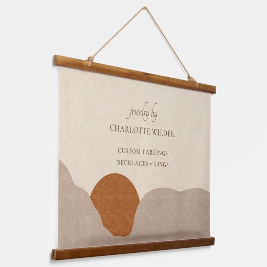 Boho Desert Sun Sieraden Designer Hout Topped Hangend Wandkleed (Gebogen)