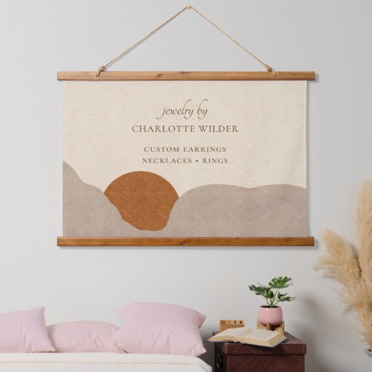 Boho Desert Sun Sieraden Designer Hout Topped Hangend Wandkleed (Slaapkamer)