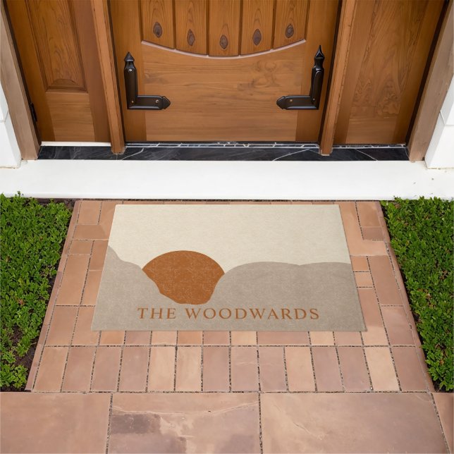 Boho Desert Sunrise gepersonaliseerd Deurmat (Buiten)