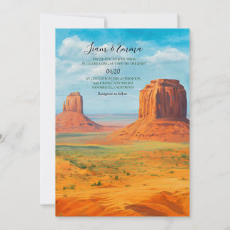 Boho Desert Wedding Invitation Monument Valley AZ Kaart