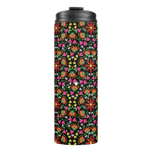 Boho Design Bold Kleur Bloemen Thermosbeker (Voorkant)
