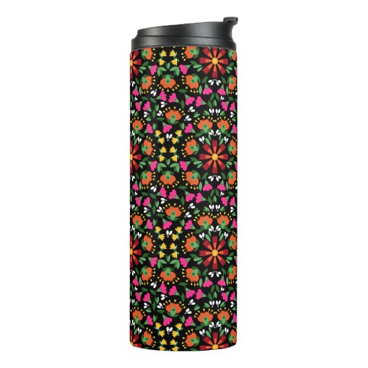 Boho Design Bold Kleur Bloemen Thermosbeker (Gedraaid links)
