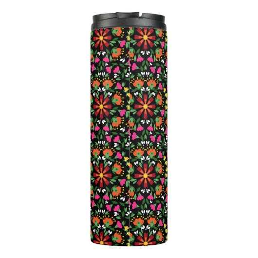 Boho Design Bold Kleur Bloemen Thermosbeker (Achterkant)