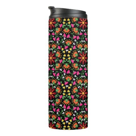 Boho Design Bold Kleur Bloemen Thermosbeker (Geroteerd rechts)