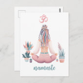 Boho Design- Frau mit Dreadlocks- Meditation- OM Briefkaart (Voorkant / Achterkant)