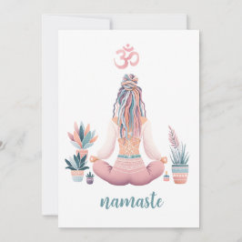 Boho Design- Frau mit Dreadlocks- Meditation- OM Kaart