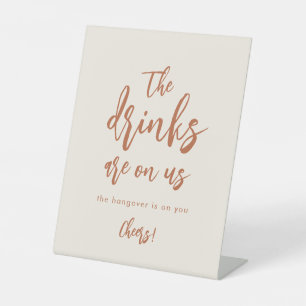 Boho Dessert Funny Wedding Open Bar Sign Reclamebord Met Voetstuk