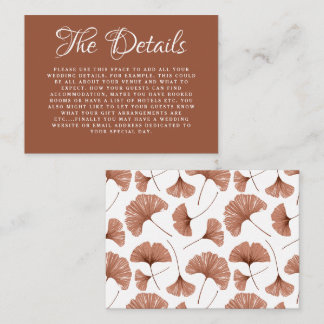 Boho Details Terracotta Ginkgo Botanical Wedding Informatiekaartje