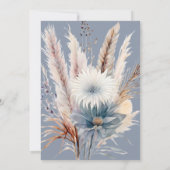 Boho d'hiver Mariage Floral | Invitation bleue (Dos)