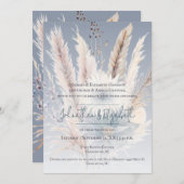 Boho d'hiver Mariage Floral | Invitation bleue (Devant / Derrière)