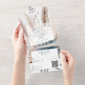 Boho d'hiver Mariage Floral tout en une invitation (Déchirure)