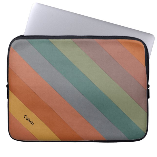 Boho Diagonal Stripes Laptop Sleeve (Voorkant)