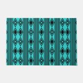 Boho Diamonds Stripes Black Turquoise Deurmat (Voorkant)