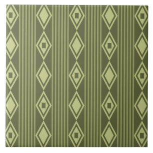 Boho Diamonds Stripes Olive Green Tegeltje