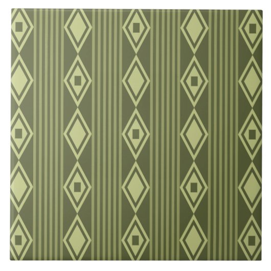 Boho Diamonds Stripes Olive Green Tegeltje (Voorkant)