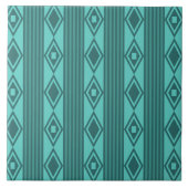 Boho Diamonds Stripes Turquoise Tegeltje (Voorkant)