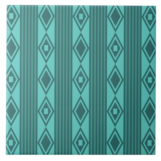 Boho Diamonds Stripes Turquoise Tegeltje (Voorkant)