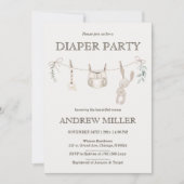 Boho Diaper Party Invitation personnalisée pour pa (Devant)
