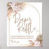 Boho Diaper Raffle Game Pampas Grass Baby shower Poster (Voorkant)