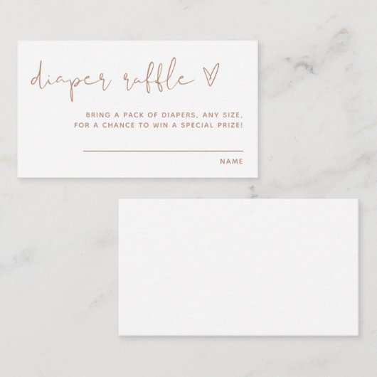 Boho Diaper Raffle Kaart, neutraal Modern minimali Informatiekaartje (Voorkant / Achterkant)