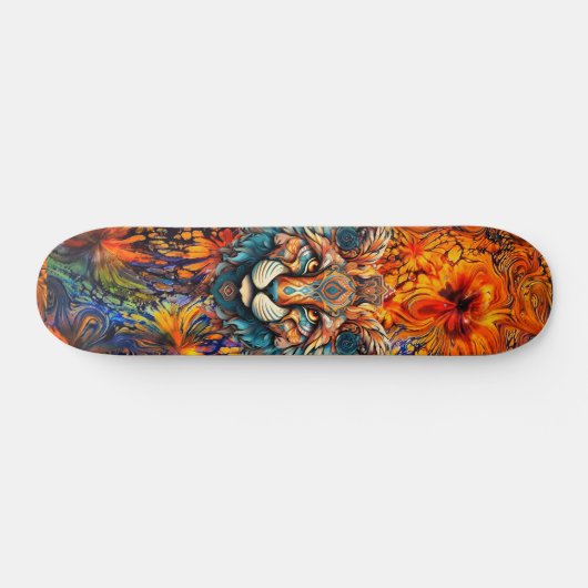 Boho Dierenhoofd & Abstracte Kunst Skateboard Deck (Horizontaal)