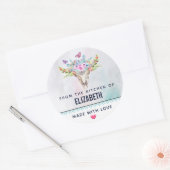 Boho Dierenschedel met Vlinders Keuken Ronde Sticker (Envelop)