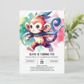 Boho Digital Monkey Verjaardag Kaart (Staand voorkant)