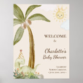 Boho Dinosaur Baby shower beige Accueil Poster (Devant)