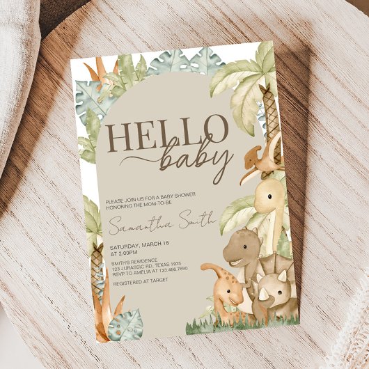 Boho Dinosaur-Baby shower Kaart
