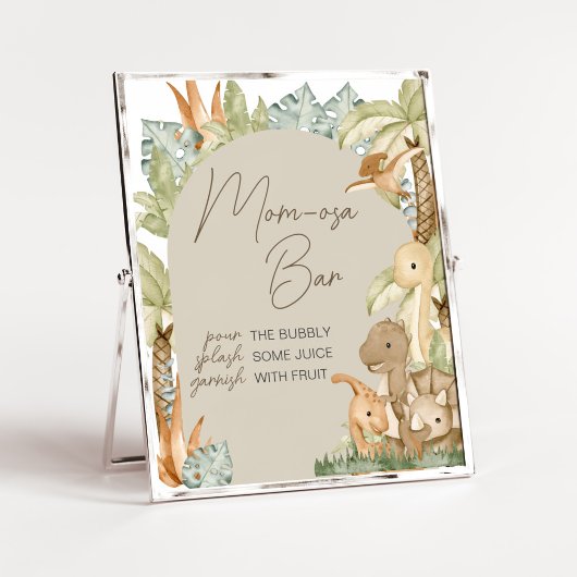 Boho Dinosaur Baby shower Moeder Osa Bar Poster