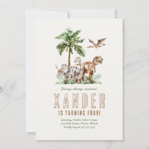 Boho Dinosaur Boy Anniversaire Fête Invitation