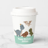 Boho Dinosaur Green Papieren Bekers (Achterkant)