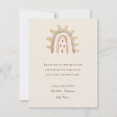 Boho Dinosaure Beige Carte de Remerciement Baby Sh (Dos)