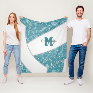 Boho doedle blauwgroen wit volleybal fleece deken