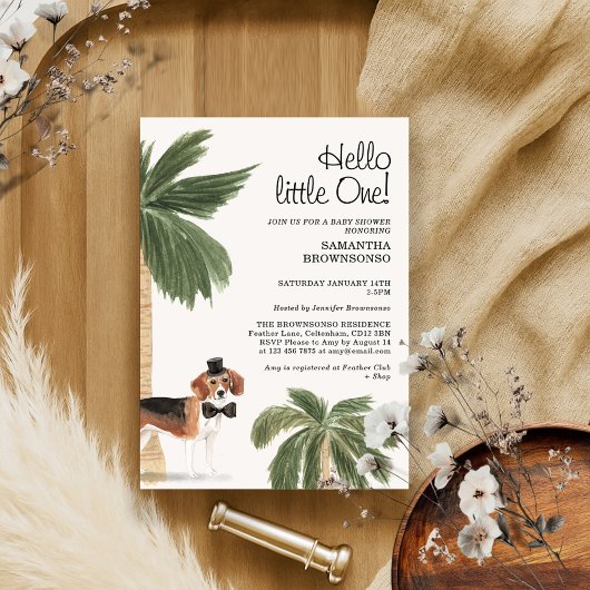 Boho Dog Boy Baby shower Rustic Beagle Kaart