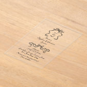 Boho Doodle Handgeschreven Retro Black Wedding Acryl Uitnodigingen (Laagn)