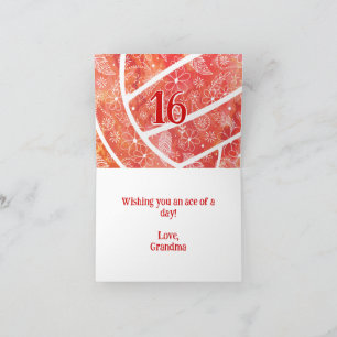 Boho Doodle Veren oranje volleybal Verjaardag Kaart