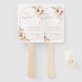 Boho Doop Hand Fan, Pampas Gras doopsel Handwaaier (Voorkant en achterkant)