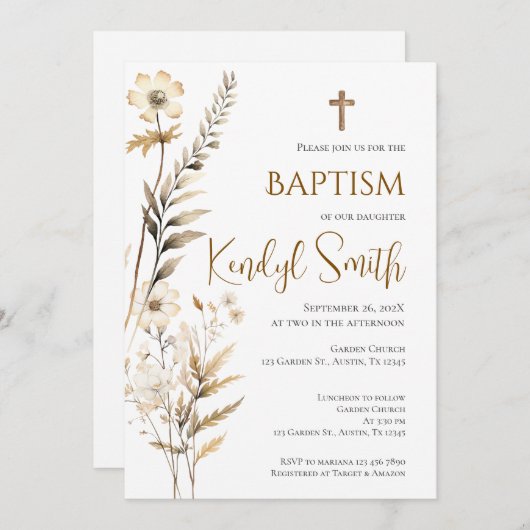 Boho Doop Uitnodiging (Voorkant / Achterkant)