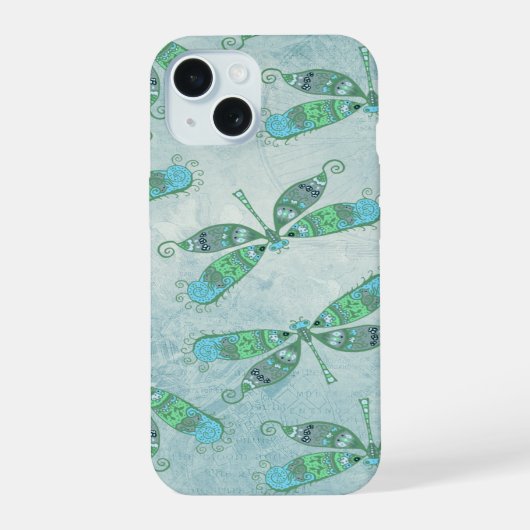 Boho Dragonflies in Blue iPhone 15 Hoesje (Achterkant)