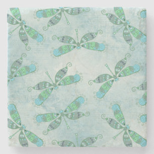 Boho Dragonflies in Blue Stenen Onderzetter