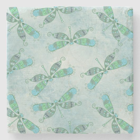 Boho Dragonflies in Blue Stenen Onderzetter (Voorkant)