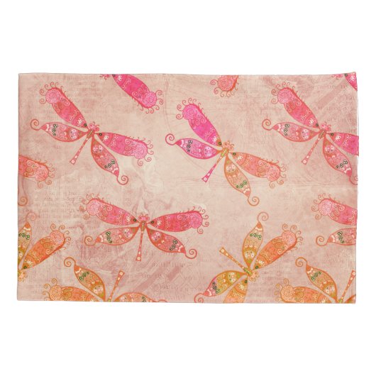 Boho Dragonflies in het roze Kussensloop (Achterkant)