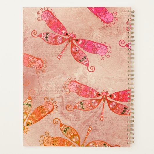 Boho Dragonflies in het roze Planner (Achterkant)