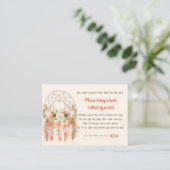 Boho Dream Catcher Baby shower Request Peach Informatiekaartje (Staand voorkant)