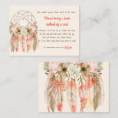 Boho Dream Catcher Baby shower Request Peach Informatiekaartje (Voorkant / Achterkant)